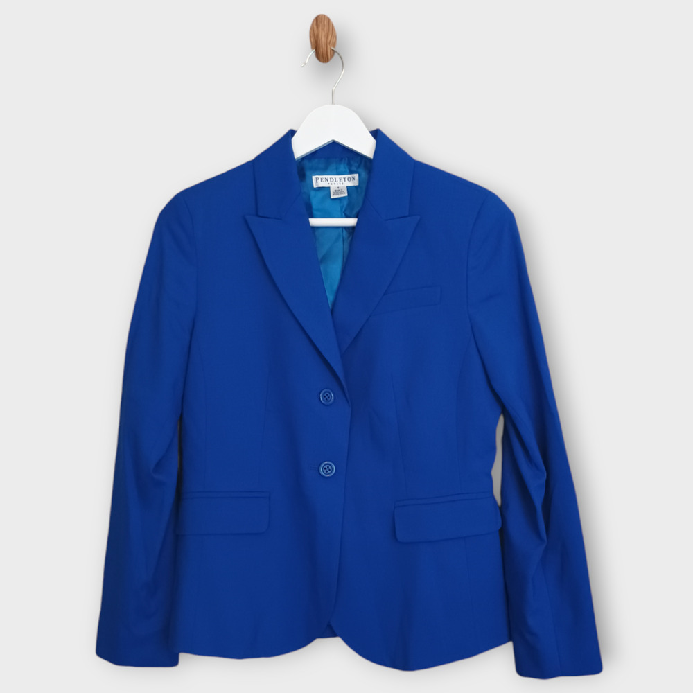 Pendleton Blazer Womens 6P Cobalt Blue Corpcore Classic Career Stretch Jacket